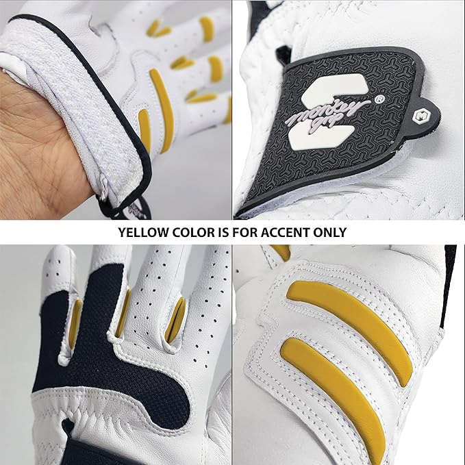 MONKEY GRIP Golf Glove Bearing Capacity Non Slip No Slice pad Premium Leather Power Pad Left Hand, MAN-Small, White