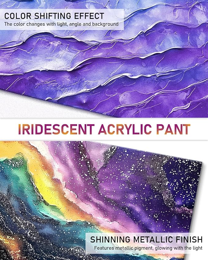 Nicpro 8 Colors Iridescent Acrylic Paint, 8.45oz / 250ml Large Bulk Metallic - Image 3