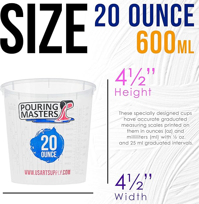 Pouring Masters 20 Ounce Graduated Plastic Mixing Cups - Image 3