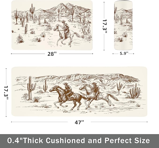 Western Kitchen Mat Rugs Set of 2 Aztec Anti Fatigue Non-Slip Kitchen mats - Image 2