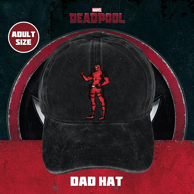 Marvel Deadpool Adjustable Baseball Hat with Curved Brim