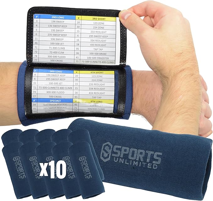 Sports Unlimited Youth Triple Wrist Coach, Football Wristbands for Plays, Baseball Wristbands, QB Arm Bands
