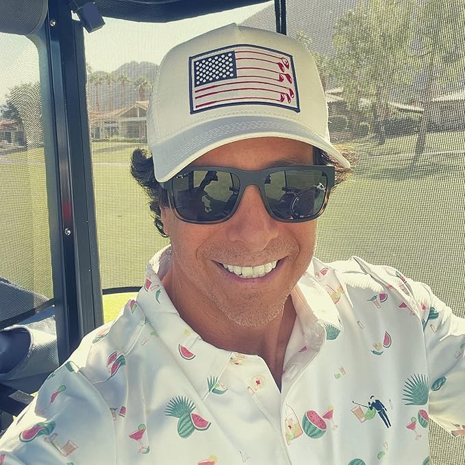 American Golf USA Flag Trucker Hats Lucky Golfing Mens Cap Embroidered Patch Mesh Back Snapback Hat - Great Gifts for Golfer