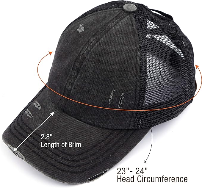 C.C Ponycap Messy High Bun Ponytail Adjustable Glitter Mesh Trucker Baseball Cap