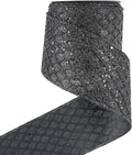 HUIHUANG Black Glitter Wired Ribbon 4 inch Black Christmas Tree Ribbon Diamond by HUIHUANG