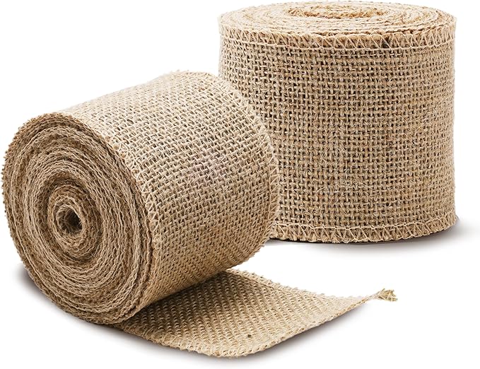 LaRibbons 2 Pcs 3 Inch Burlap Wide Fabric Craft Ribbon, 10 Yard Per Roll by LaRibbons