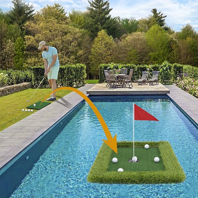HSM Floating Golf Green - Chipping Green, Fun Pool Golf Game, Outdoor Putting Mats Training Accessories