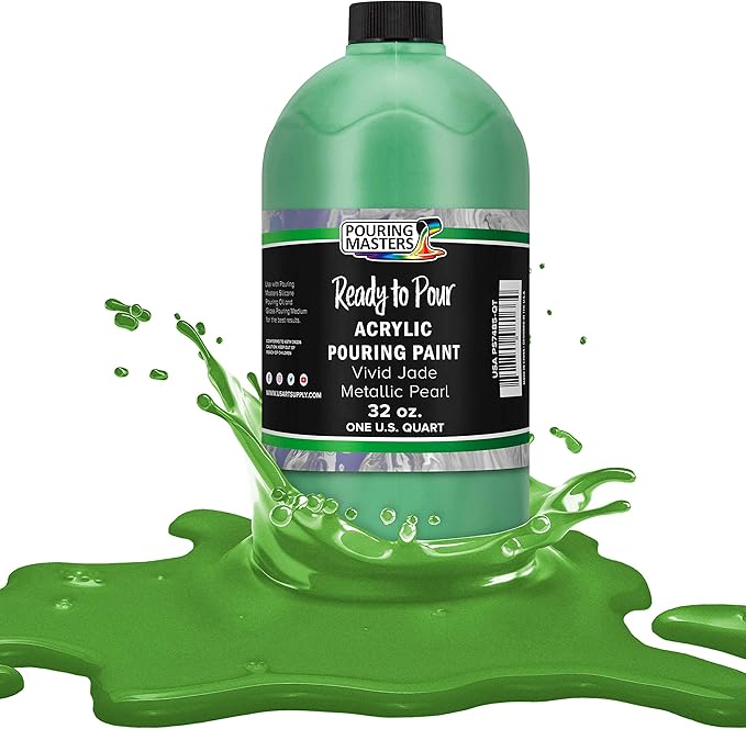 Pouring Masters Vivid Jade Metallic Pearl Ready to Pour Acrylic Pouring Paint by USArtSupply