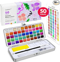 Caliart Metallic Watercolor Paints, 50 Colors Glitter Watercolors Set by Caliart