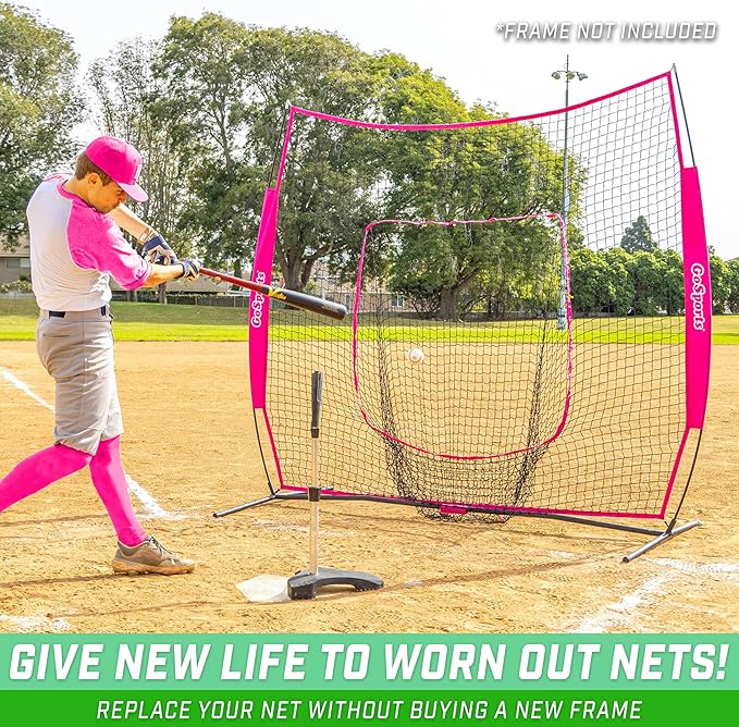 GoSports Replacement 7 x 7 ft Baseball Net - NET ONLY - Frame NOT Included - Choose Your Color