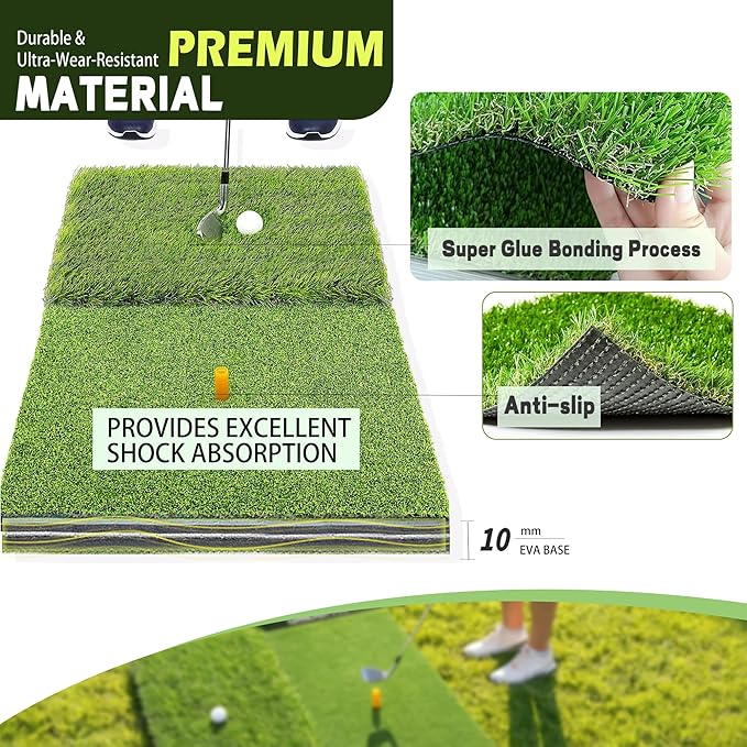 Golf Hitting Mat, Swing Path Feedback Golf Training Mat, 16"x12" Extra Replaceable Practice Mat, Indoor Outdoor Golf Swing Detection Mat, Ideal Golf Gifts for Men & Women Home Backyard Use