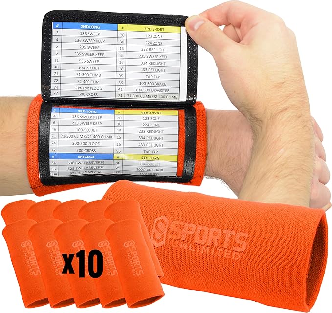 Sports Unlimited Adult Triple Wrist Coach, Football Wristbands for Plays, Baseball Wristbands, QB Arm Bands