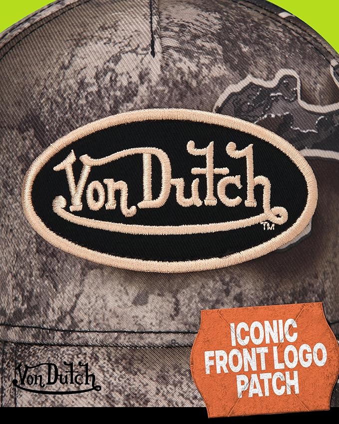 Von Dutch Men & Women’s Baseball Cap - Adjustable Snapback Canvas Hat with Curved Brim Structured Logo Patch Vintage Style