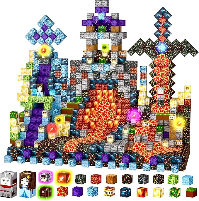 Magnetic Blocks 208 PCS Magnetic Building Blocks Cubes Gift Set by Elfapollo