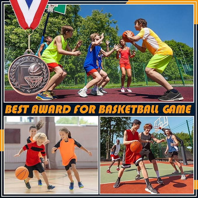 Misdary 12 Pack Medals with Neck Ribbons Team Participation Trophies for Kids Sports Awards Party Favors for Sports Competitions Celebration Gift