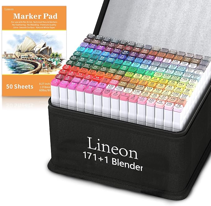 172 Colors Alcohol Based Dual Tip Art Markers, 171+1 Blender Permanent Marker by ShuttleArt