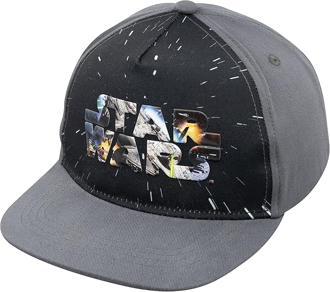 Star Wars Classic Embroidered Logo Flatbrim Baseball Cap Hat, Boys Youth