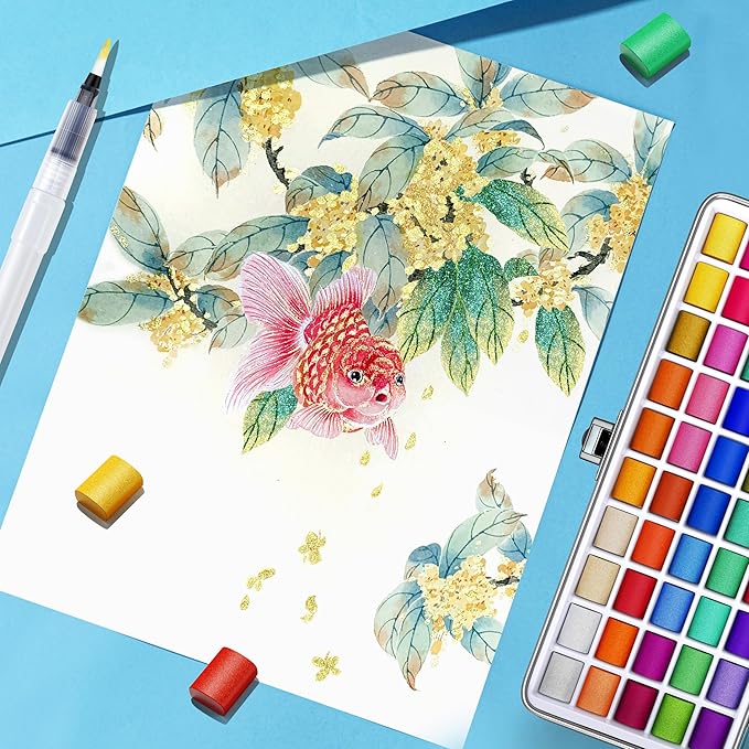 Caliart Metallic Watercolor Paints, 50 Colors Glitter Watercolors Set - Image 2