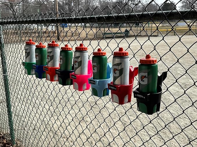 Fence Cup Holder | Drink Holder for Chain Link Fence | Fits Stanley, Yeti & Gatorade | Baseball Dugout, Softball, Pickleball & Tennis | Made in USA | The Fence Buddy (Orange)