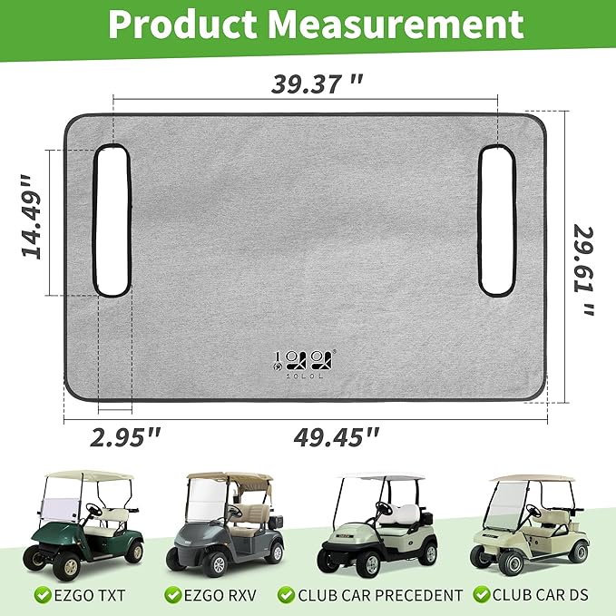 10L0L Golf Cart Seat Covers Compatible with EZGO TXT/RXV & Club Car DS/Precedent, Non-Slip Golf Cart Towel for 2/4 Person Seats, Universal Accessories for Seat Blanket (50 x 30 Inches)-Light Gray