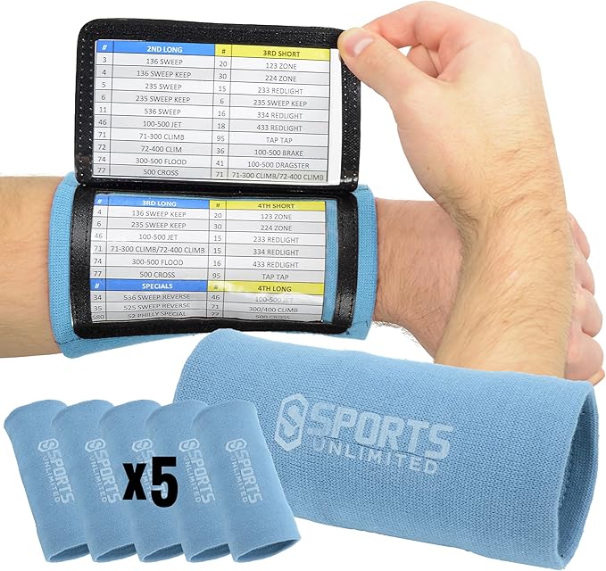 Sports Unlimited Youth Triple Wrist Coach, Football Wristbands for Plays, Baseball Wristbands, QB Arm Bands