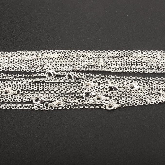 Wholesale 12 PCS Silver Plated Solid Brass Fine Flat Cable Chains Bulk - Image 3