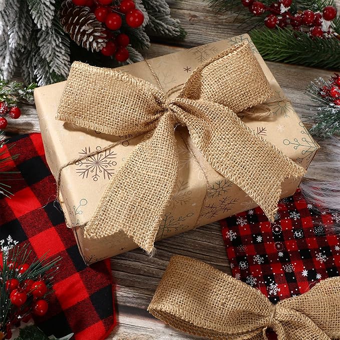 20 Yard 2 Inches Burlap Ribbon Wide Jute Ribbon Natural Burlap Fabric Roll - Image 4