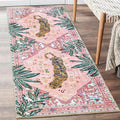Oriental Tropical Kitchen Runner Rug 2x5 Washable, Thin Stain Resistant Pink by Aldopein