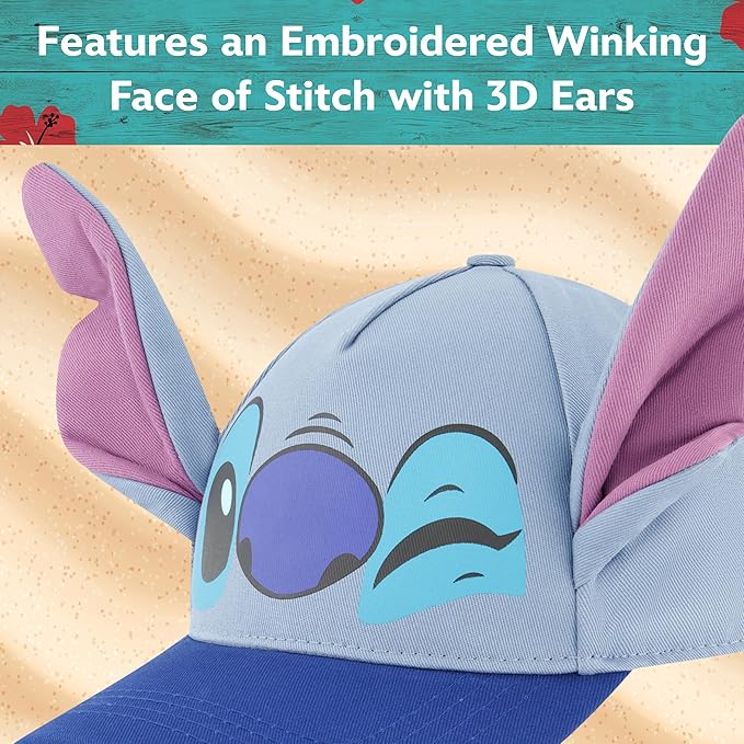 Disney Stitch Dad Hat, Adult Cotton Baseball Cap with Curved Brim