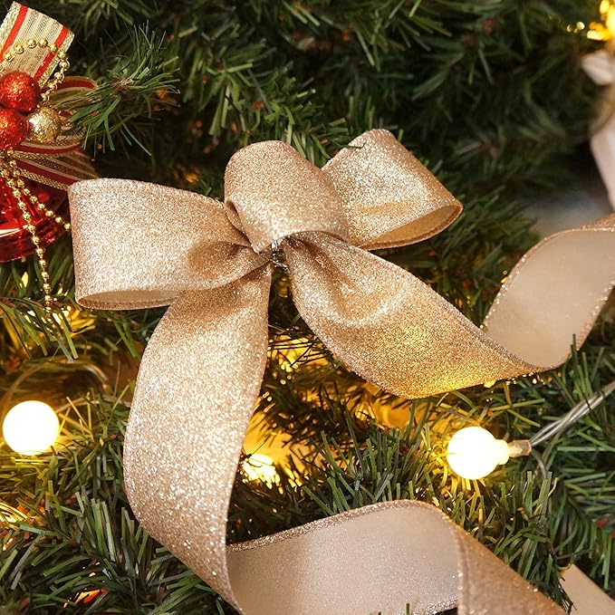CT CRAFT LLC Glitter Wired Ribbon 1.5" x 10 Yards Gold - Image 8