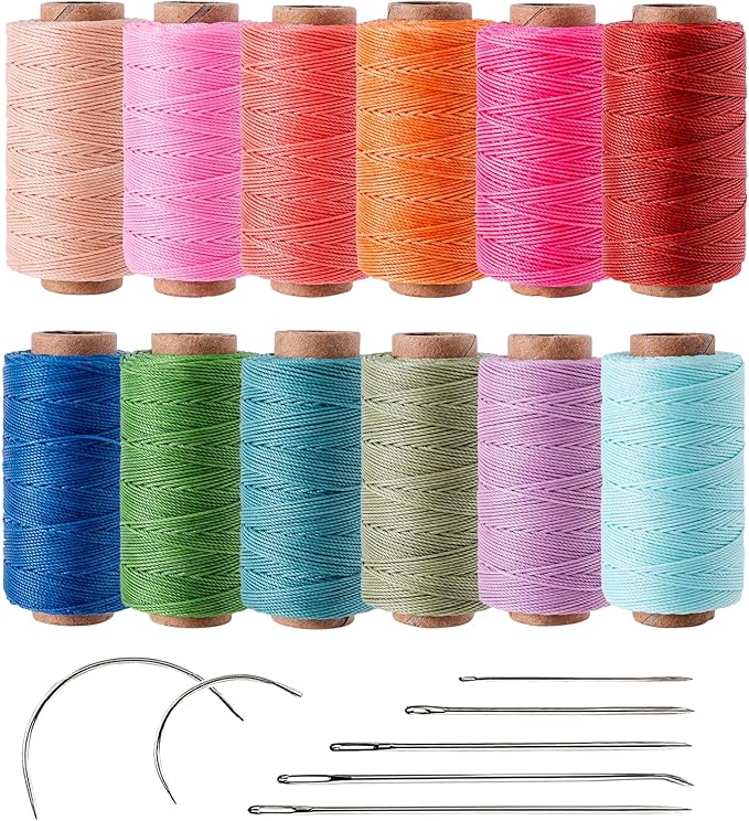 0.55mm Bonded Round Waxed Polyester Thread 76 Yards Each, 12 Rainbow Color Wax by Wearecommittedtohelpingpeoplecreatebeautifuluniqueandpersonalizedhandcraftedcreations