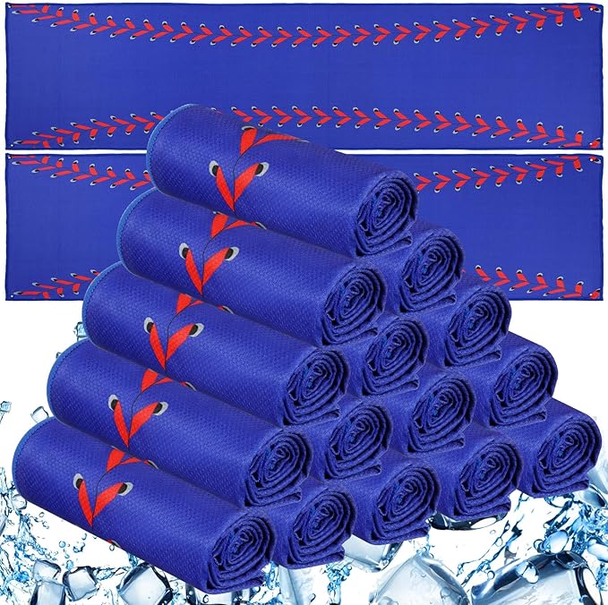 18 Pcs Cooling Towel, Baseball Softball Towel Breathable Ice Towels, 40"x12" Cooling Towels for Sports Team Coach Gift Training, Cold Sweat Rag for Sport (Dark Blue)