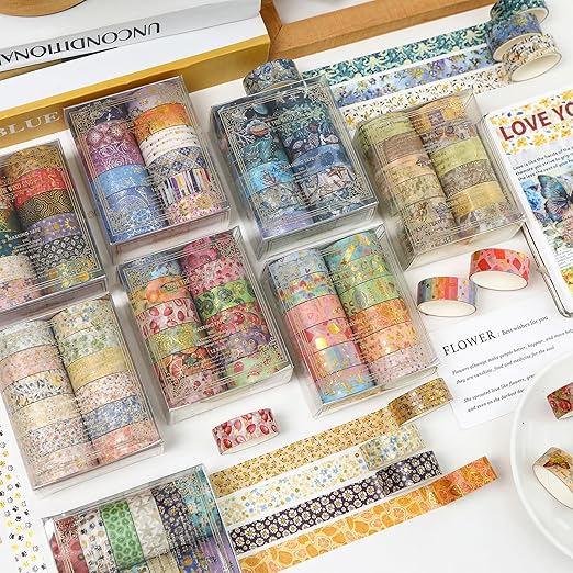 12 Rolls Charming Washi Tape Set Gold Silver Foil Detailing Arts Adhesive Tapes - Image 6
