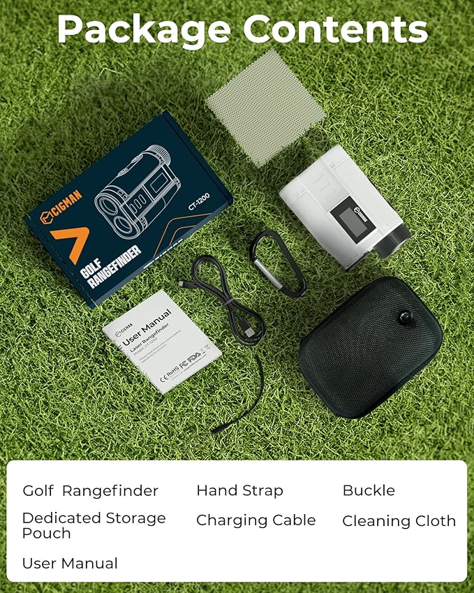 Golf Rangefinder with Slope, CIGMAN 1312 Yards Range Finder Golf, External Color Display, Flag Lock Vibration, 6X Magnification, Rechargeable Laser Range Finder with Magnetic, Ideal Golf Accessories