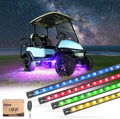 10L0L 4PCS Golf Cart Underglow LED Light Strip Kit, 22 Modes Glow Neon Underbody Lighting with Wireless Remote Control Music Sync IP67 12V-80V Input for Yamaha EZGO Club Car