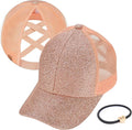 C.C Ponycap Messy High Bun Ponytail Adjustable Glitter Mesh Trucker Baseball Cap
