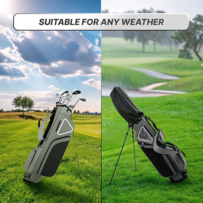 Ultra-Lite Golf Stand Bag - 3 Lbs, 4 Way Divider Portable Golf Club Carry Bag, Water-Repellent Golf Travel Case with Rain Hood, Golf Gifts for Men and Women