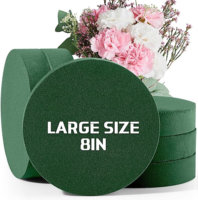 Maitys 12 Pieces Round Floral Foam Wet Green Flower Foam DIY Flower Arrangement - Image 2