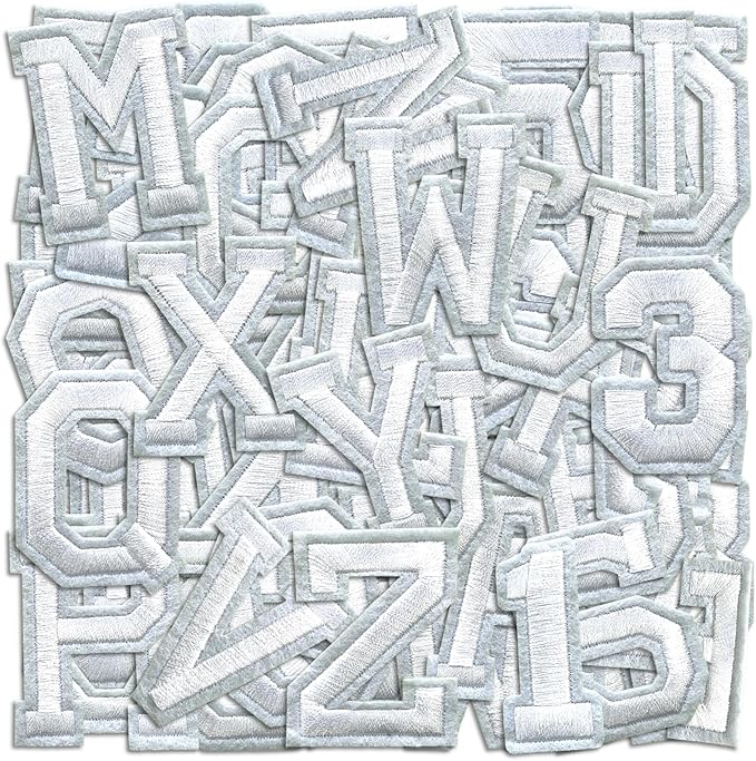 Letter and Number Iron On Patches, A-Z Alphabet and Numbers 0-9 Embroidery by Cazzon