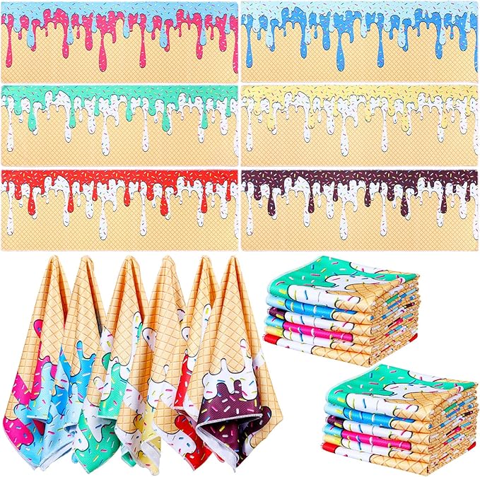 18 Pcs Ice Cream Drip Cooling Towel, Baseball Softball Towel Breathable Chilly Ice Towels, 40"x12" Cooling Towels for Sports Team Coach Gift Training, Cold Sweat Rag for Sport(Multicolor)