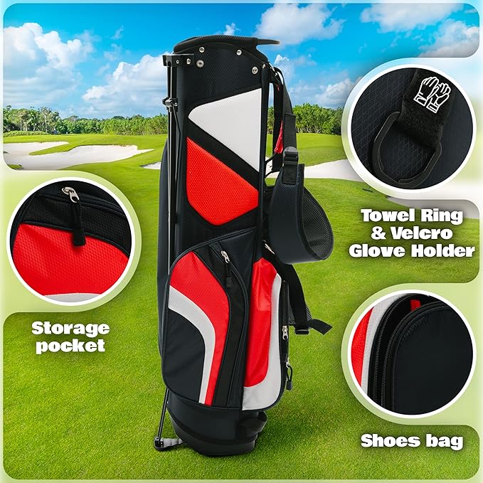 Ultra-Lite Golf Stand Bag - 3 Lbs, 4 Way Divider Portable Golf Club Carry Bag, Water-Repellent Golf Travel Case with Rain Hood, Golf Gifts for Men and Women