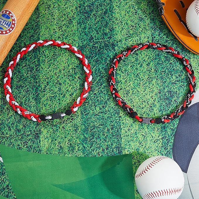 Junkin Baseball Necklaces Three Braided Rope Titanium Necklace for Fans Team Gifts Boys Men Player Softball Sports