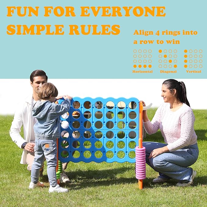SDADI Height Adjustable Giant 4 in a Row Connect Game, 2-in-1 Jumbo 4-to-Score - Image 6