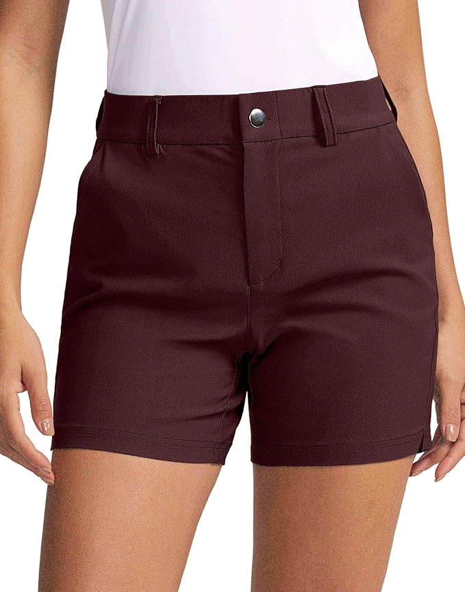 SANTINY Women's 5" Golf Shorts with Pockets Quick Dry Stretch Work Outdoor Hiking Shorts for Women Casual Summer