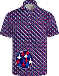 HUURAY Funny Golf Polos for Men Funny Print Short Sleeve Shirts Quick Dry Polo Shirts Hawaiian Shirt Performance Golf Outfits