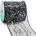 CT CRAFT LLC Sparkling Glitter Mesh Wired Ribbon 4" x 10 Yards Black by CTCRAFTLLC