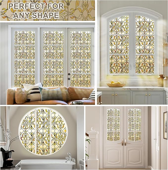 3D Stained Glass Window Privacy Film, Heat Control UV Blocking Static Cling - Image 7
