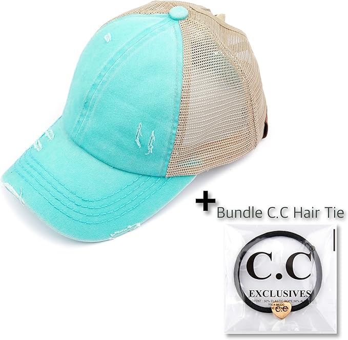 C.C Ponycap Messy High Bun Ponytail Adjustable Glitter Mesh Trucker Baseball Cap