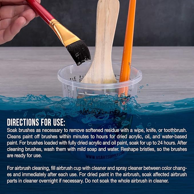 U.S. Art Supply Brush Cleaner and Restorer, 16 Ounce Bottle - Image 5
