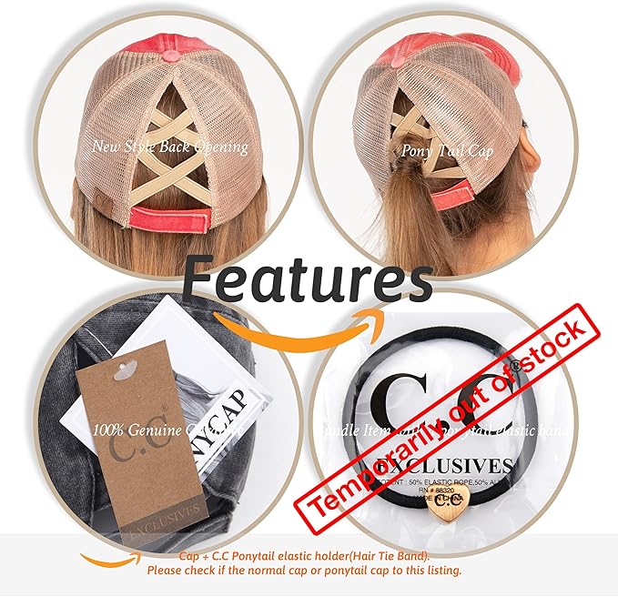 C.C Ponycap Messy High Bun Ponytail Adjustable Glitter Mesh Trucker Baseball Cap